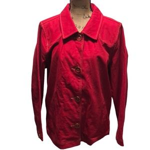 {Demin & Co} Red Button Front Jean Jacket